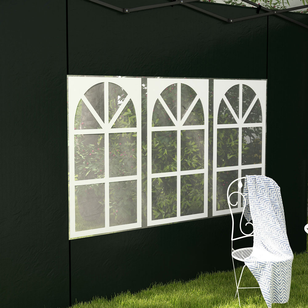 Outsunny 2 x 3m Green Gazebo Replacement Side Panel with Window 2 Pack Image 3