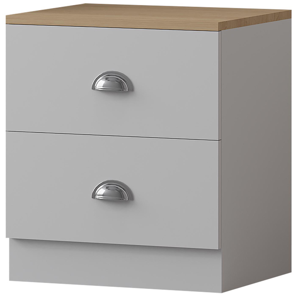 FWStyle Esher 2 Drawer White Oak Bedside Table Image 2