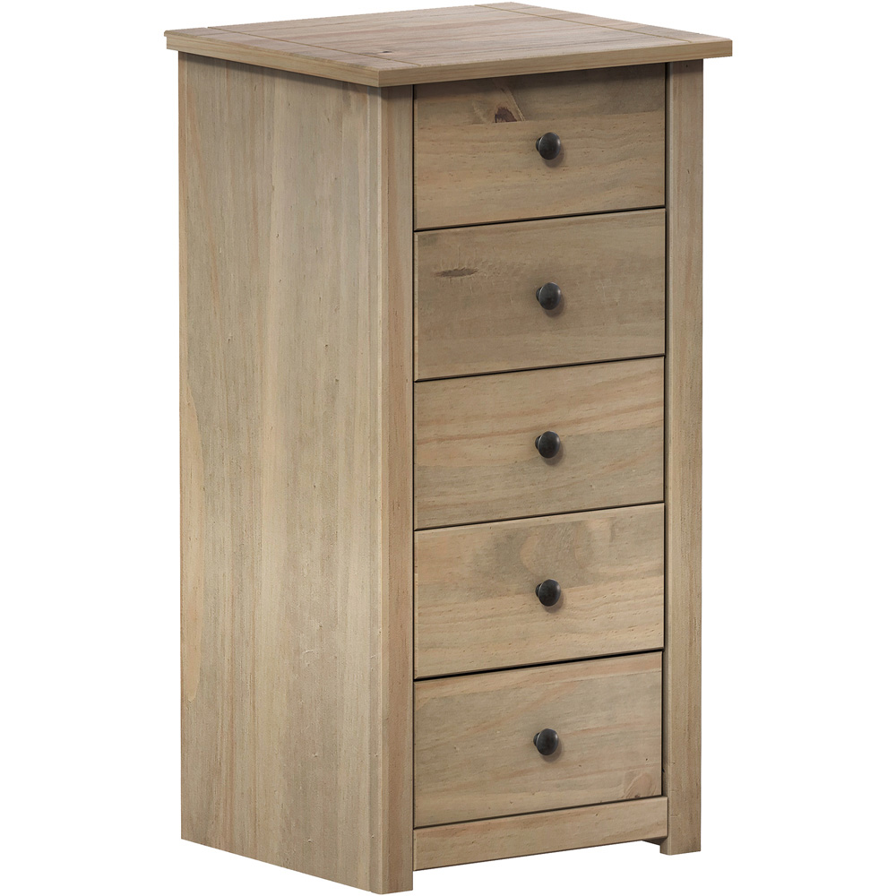 Vida Designs Panama 5 Drawer Pine Narrow Chest of Drawers Image 2