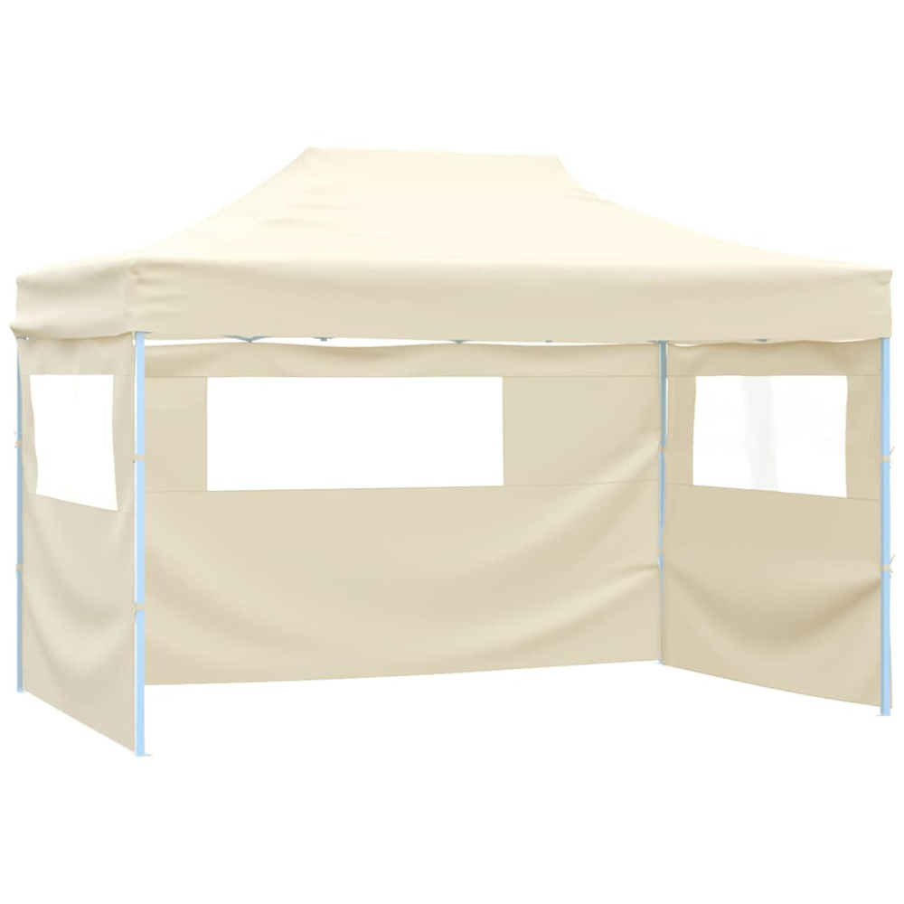 vidaXL 3 x 4.5m Cream Foldable Tent with 3 Walls Image 1