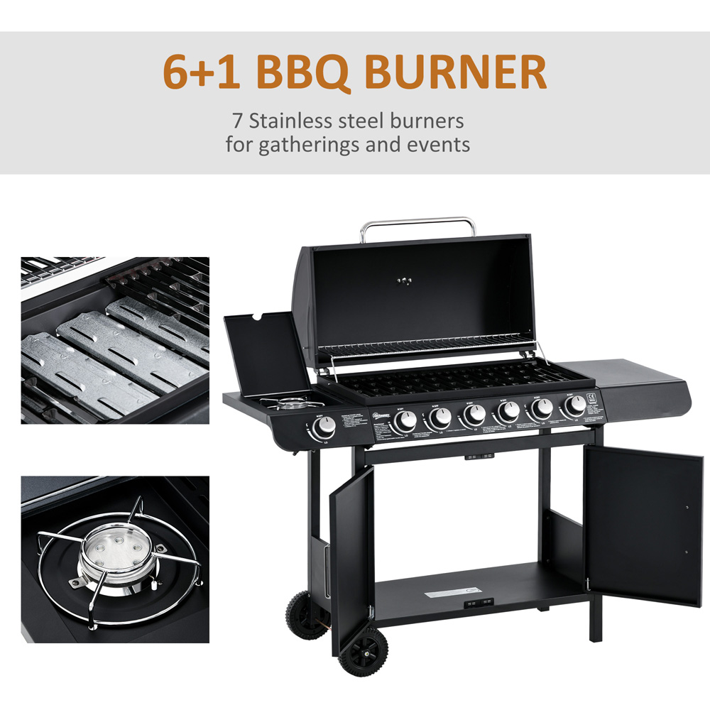 Outsunny Black 7 Burner Gas Grill with Storage Image 5