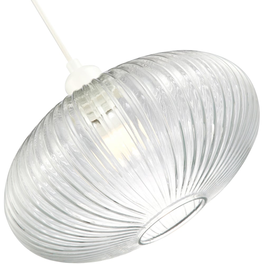 Happy Homewares Designer Clear Transparent Line Ribbed Glass Oval Pendant Shade Image 7