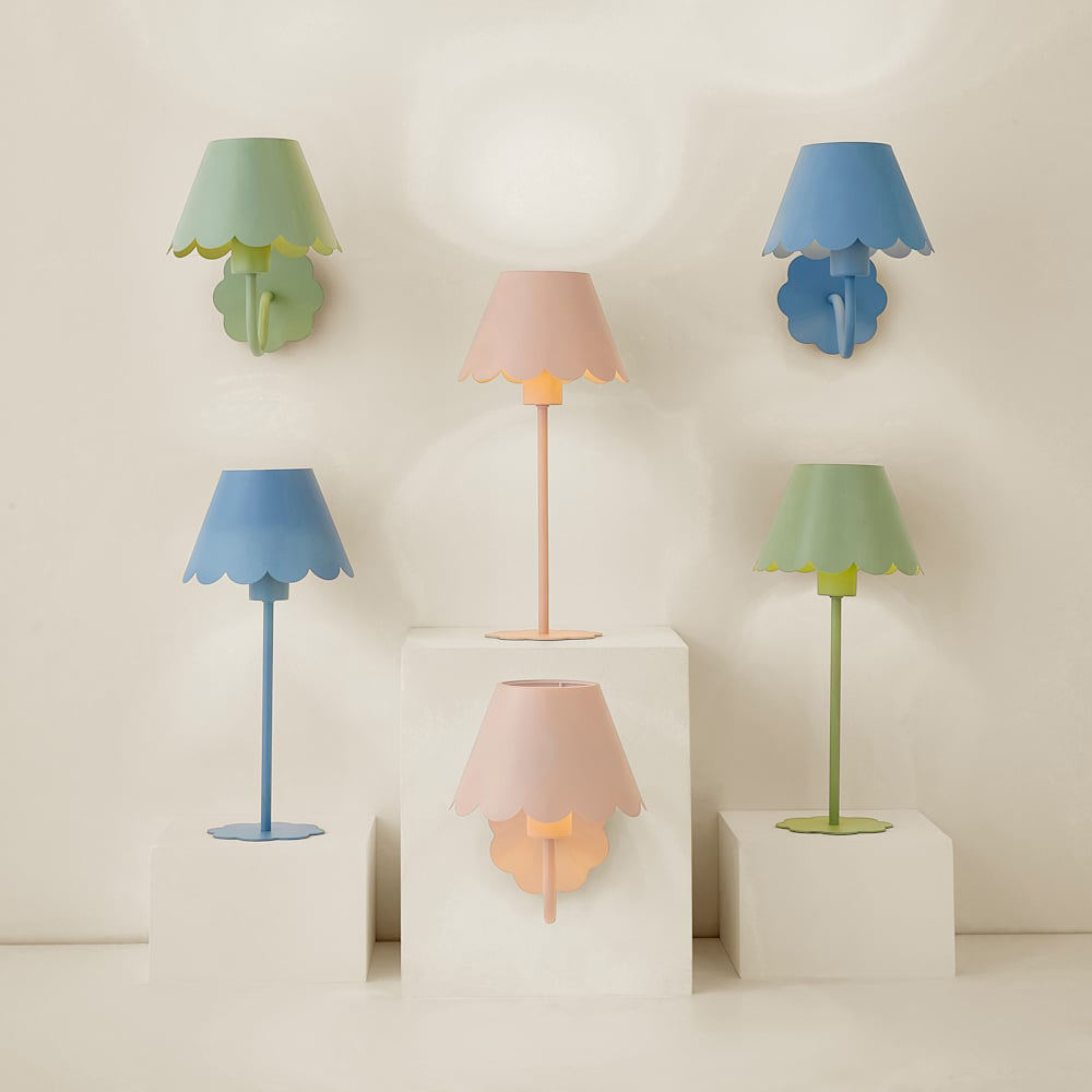 ValueLights Hallie Blue Scallop Rechargeable Wall Light 2 Pack Image 7