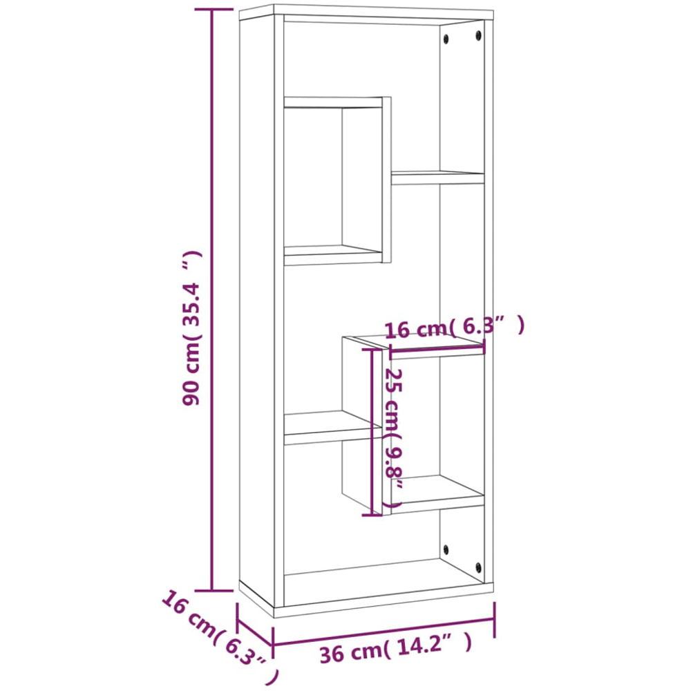 vidaXL 7 Shelf Grey Sonoma Floating Wall Shelf Image 8