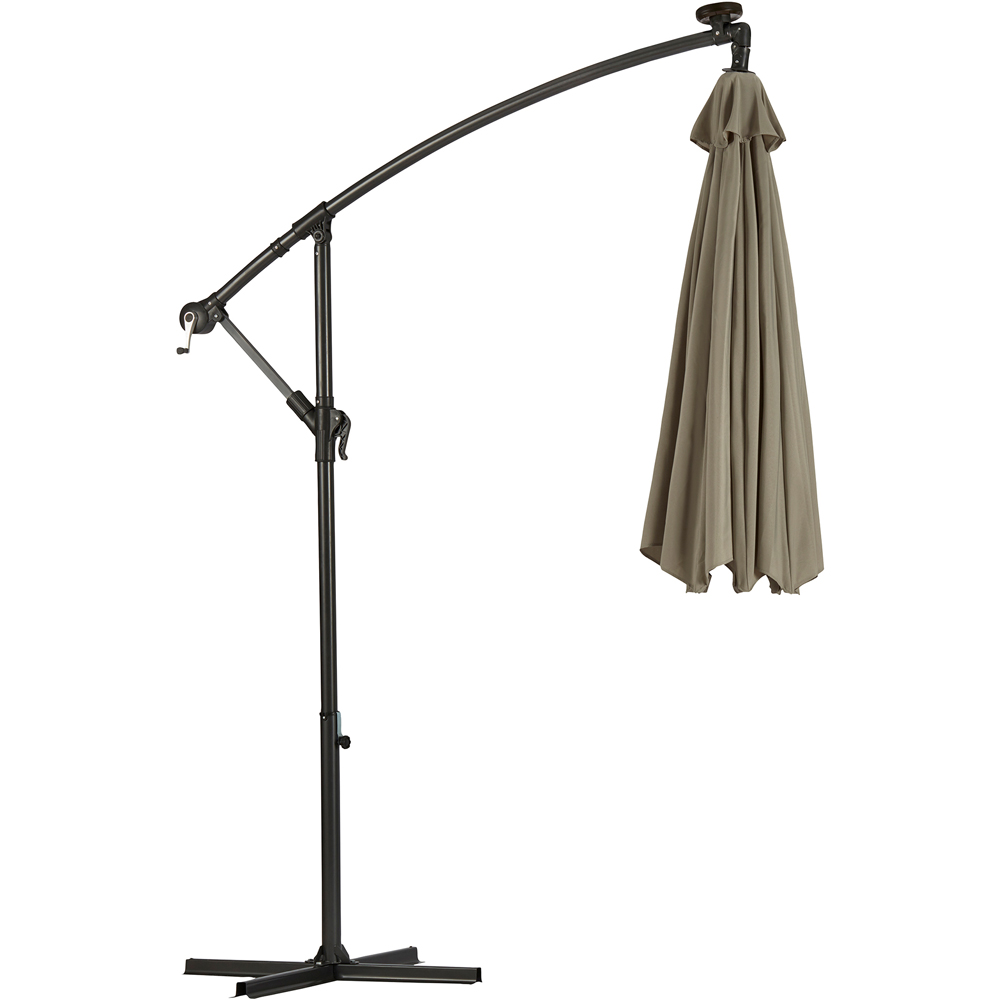 Garden Gear Light Grey Solar LED Parasol with Cover Image 3