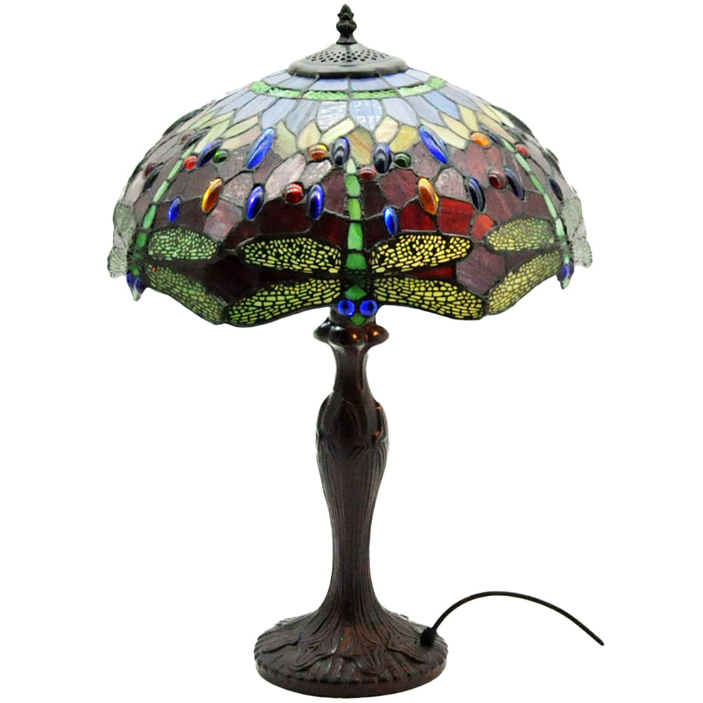 Acacia Home Tiffany Red Shade Dragonfly Table Lamp 40.6cm Image 1