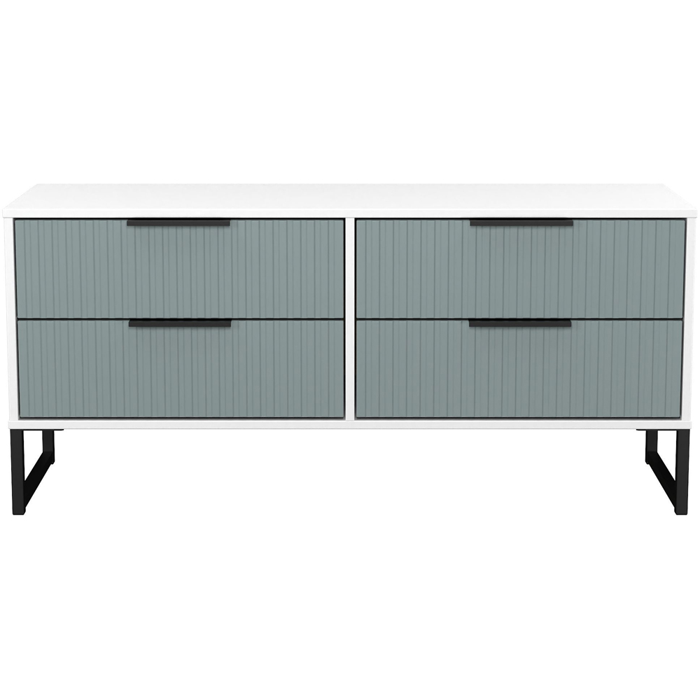 Crowndale Fluted 4 Drawer Duck and White Matt Bed Box Ready Assembled Image 2