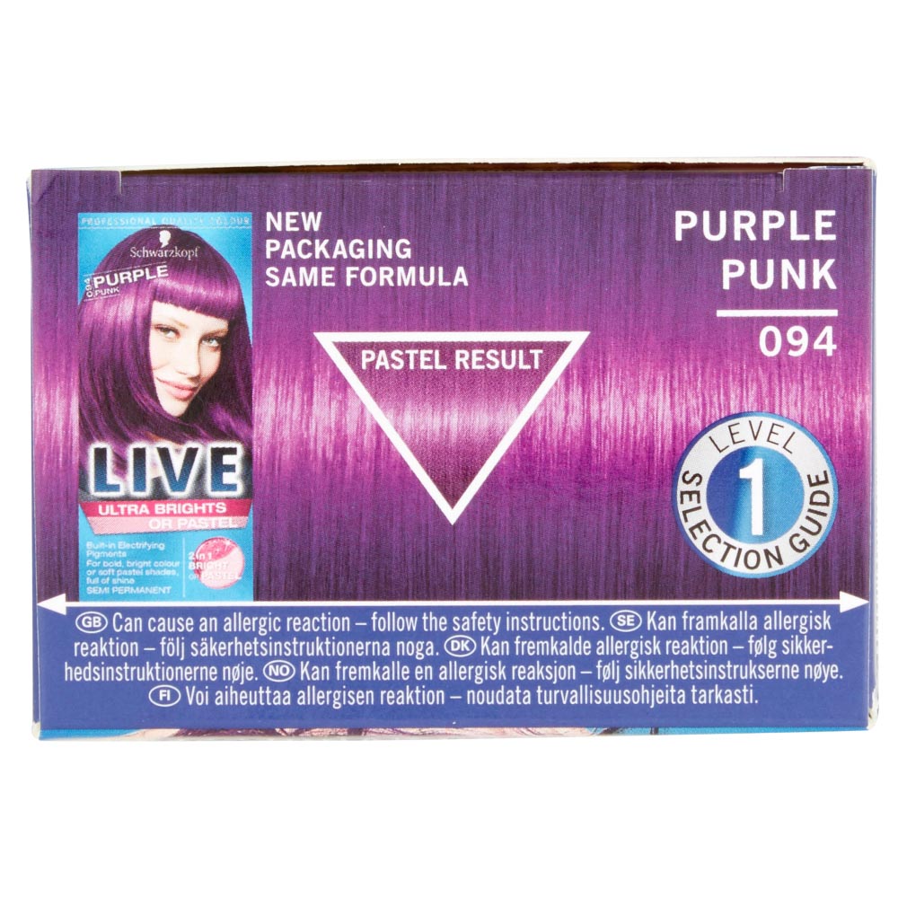 Schwarzkopf LIVE Ultra Brights or Pastel Purple Punk 094 Semi-Permanent Hair Dye Image 3