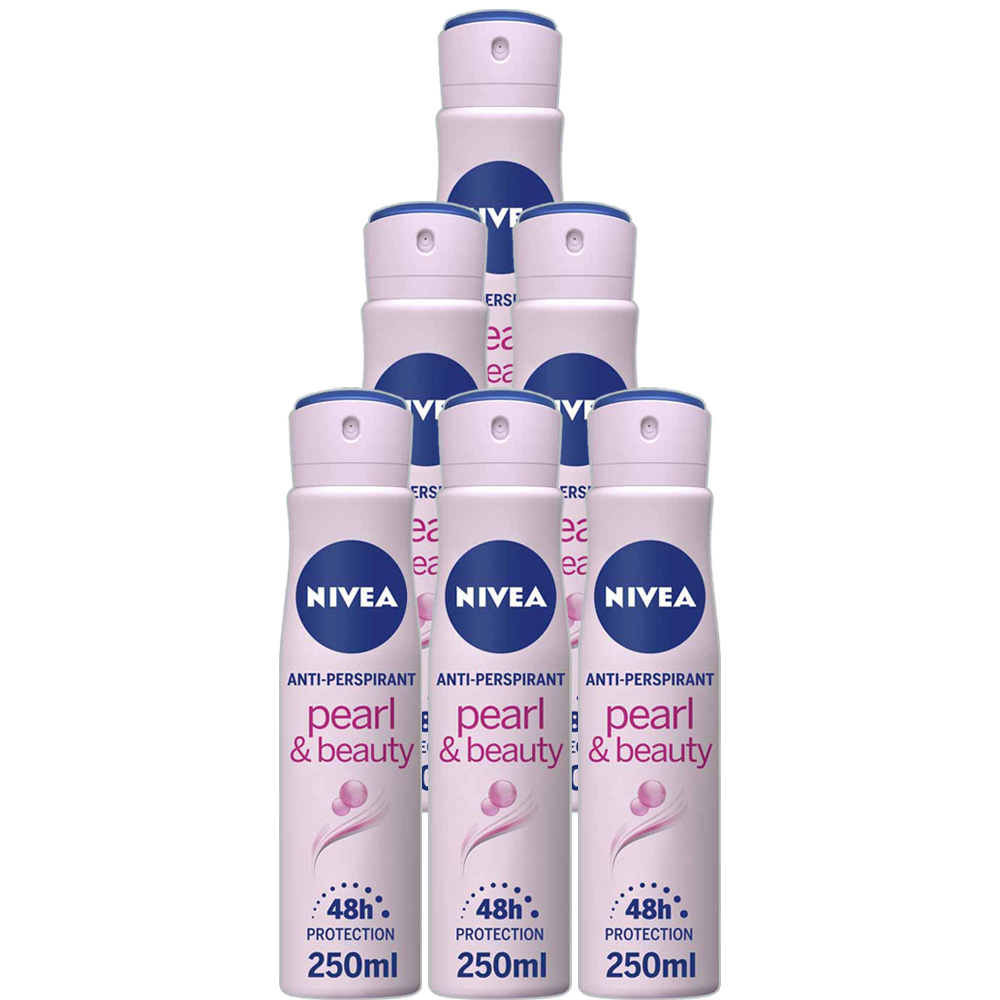 Nivea Pearl and Beauty Anti Perspirant Deodorant Case of 6 x 250ml Image 1