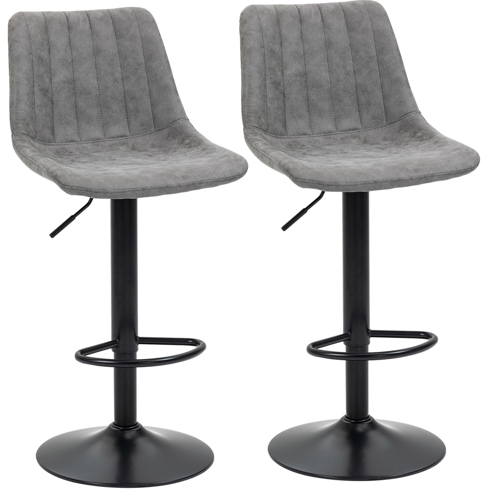 Portland Grey Microfibre Height Adjustable Swivel Bar Stool Set of 2 Image 2