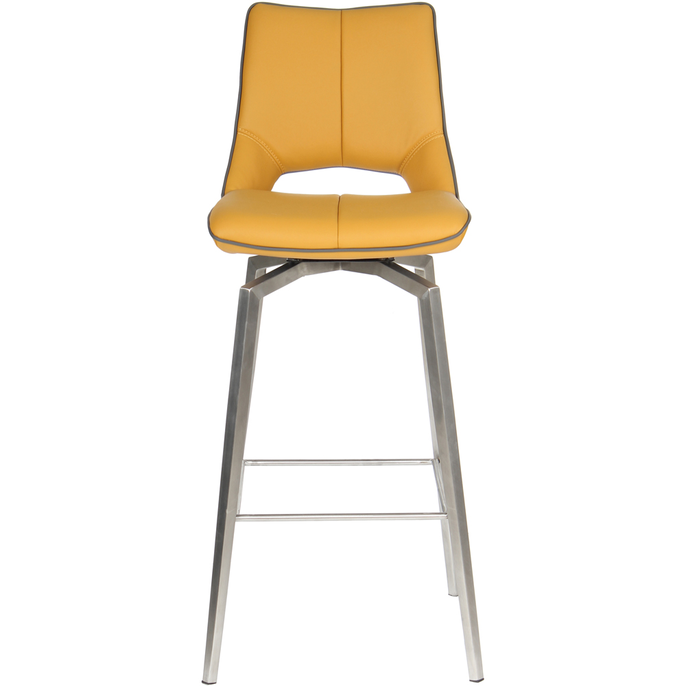 Mako Yellow Swivel Leather Effect Bar Chair Image 2