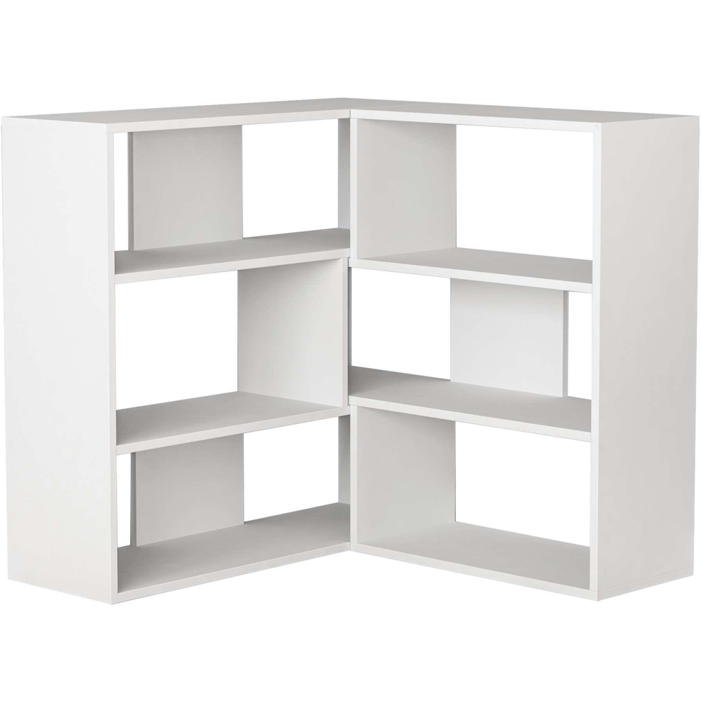 Decortie Molly 6 Shelf White Modern Corner Bookcase Image 2