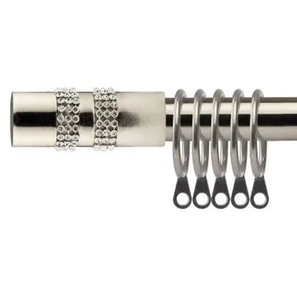 New Edge Blinds 160-300cm Extendable Brushed Silver Sparkle Metal Curtain Pole Image