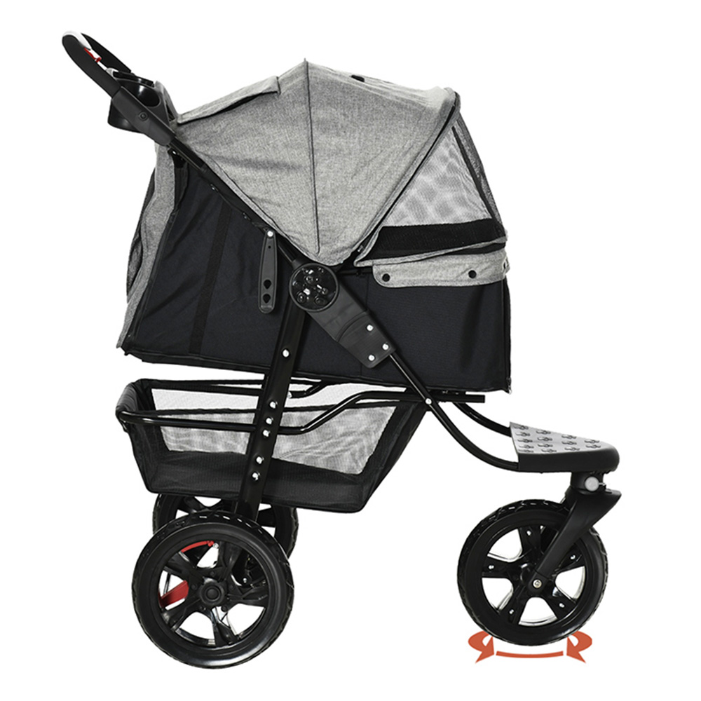 PawHut 3-Wheel Pet Stroller Grey Image 4