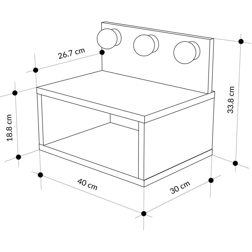 Decortie Treo 2 Shelf Ash Green LED Wall-Mounted Bedside Table Image 8