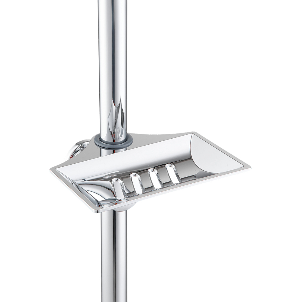 Living and Home Silver Shower Riser Rail Slider Bar with Soap Tray Image 6