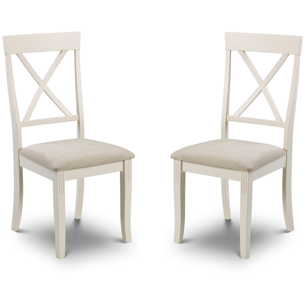 Julian Bowen Davenport Set of 2 Ivory Dining Chair Image 2