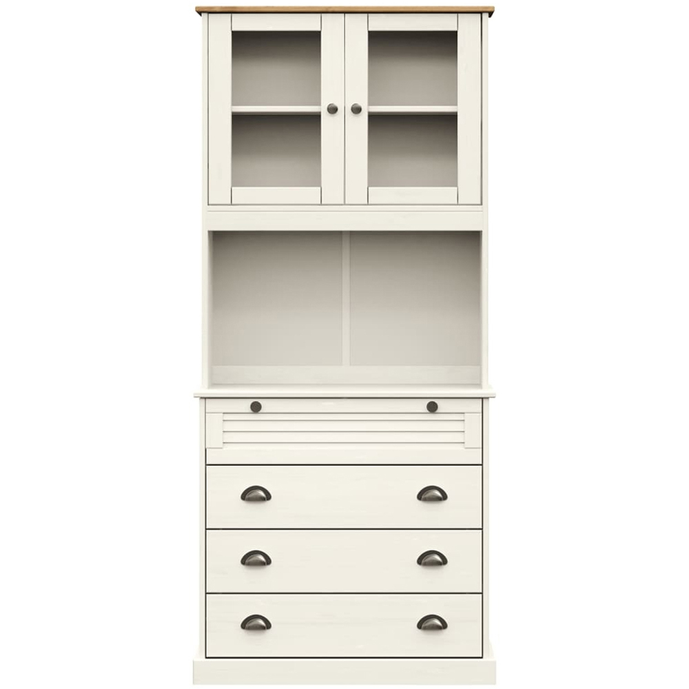 vidaXL Vigo 2 Glass Door 4 Drawer White Highboard Image 5