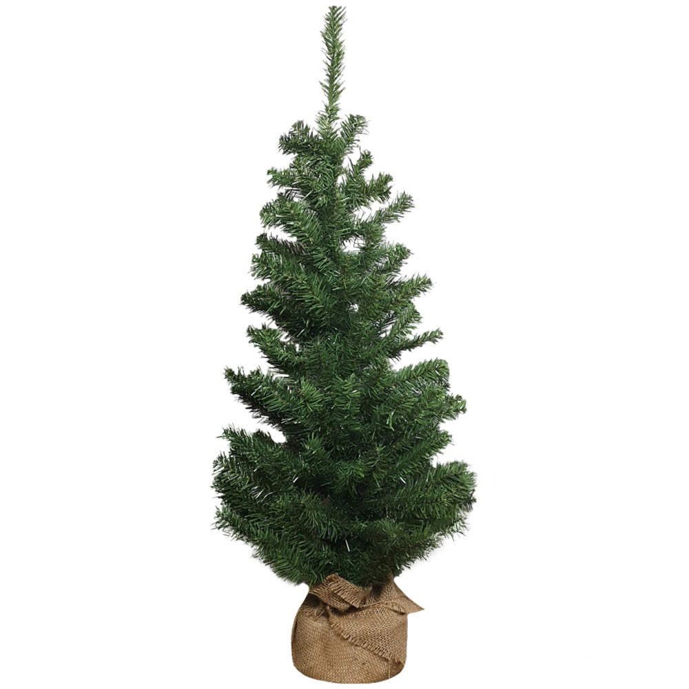 Samuel Alexander PVC Green Mini Christmas Tree with Jute Bag 3ft Image 1