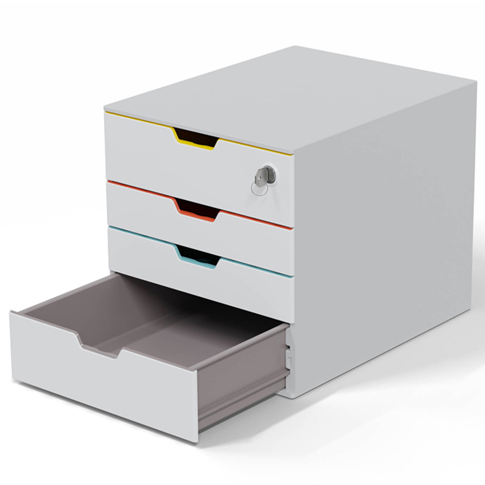 Durable Varicolor 4 Drawer Mix Safe Lockable Desktop Organiser Storage A4+ Image 2