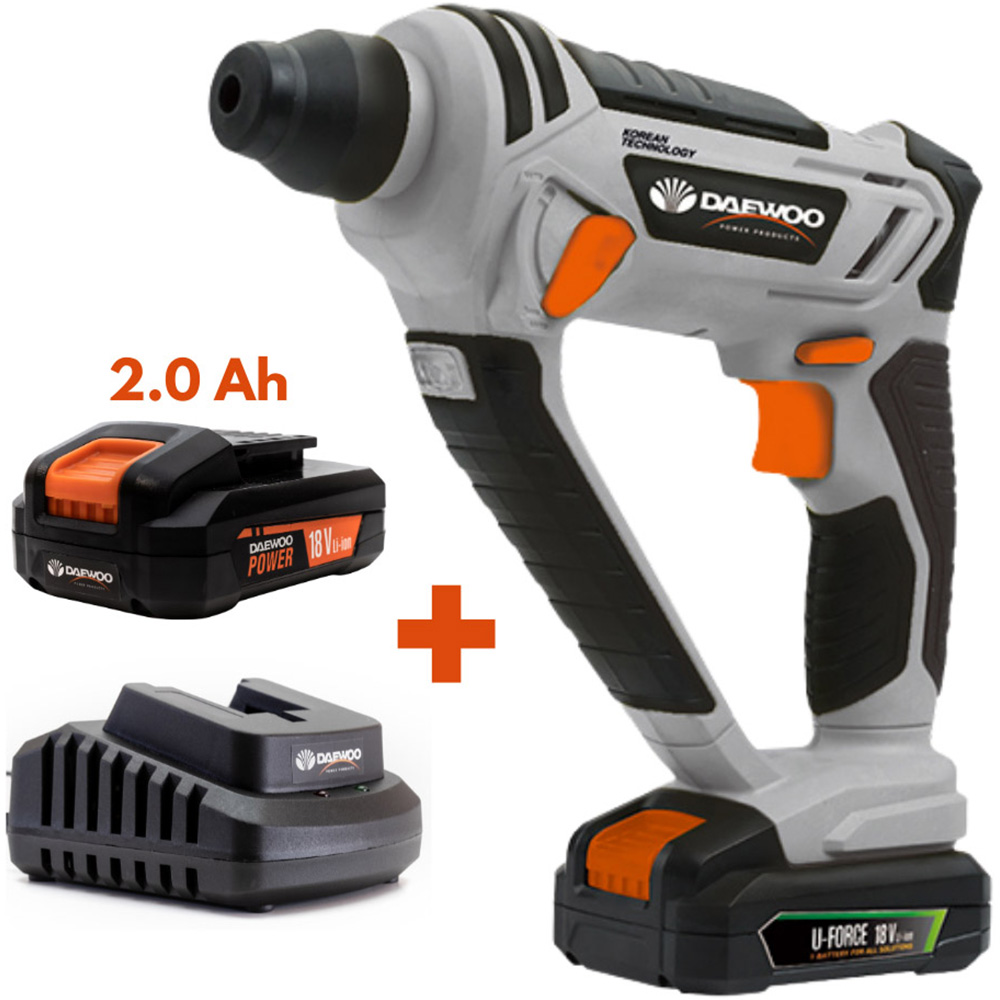 Daewoo U-Force 18V 2Ah Lithium-Ion Rotary Hammer SDS Drill with Battery Charger Image 4
