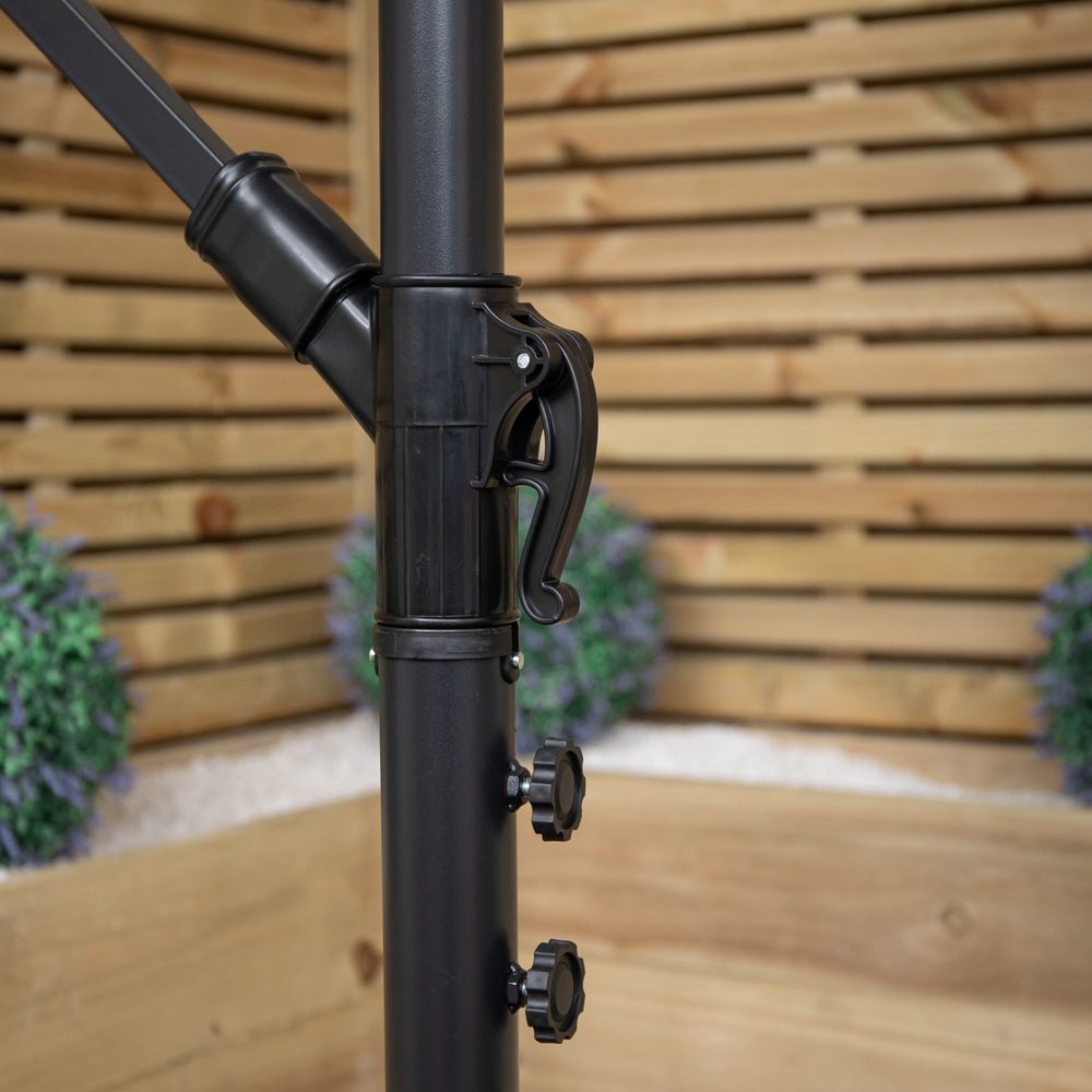 Samuel Alexander Green Cantilever Banana Parasol with Crank Handle and Base Weights 3m Image 6