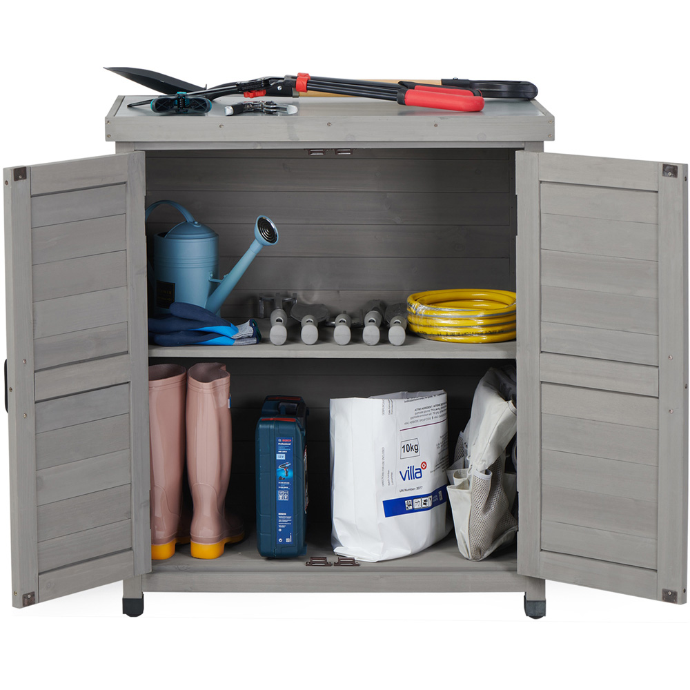 Garden Gear 2 Door Grey Wooden Garden Storage Cabinet Image 3