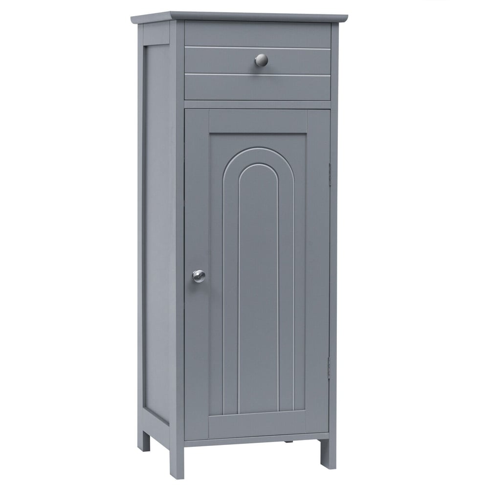 Costway Single Door Single Drawer Grey Storage Cabinet Image 2