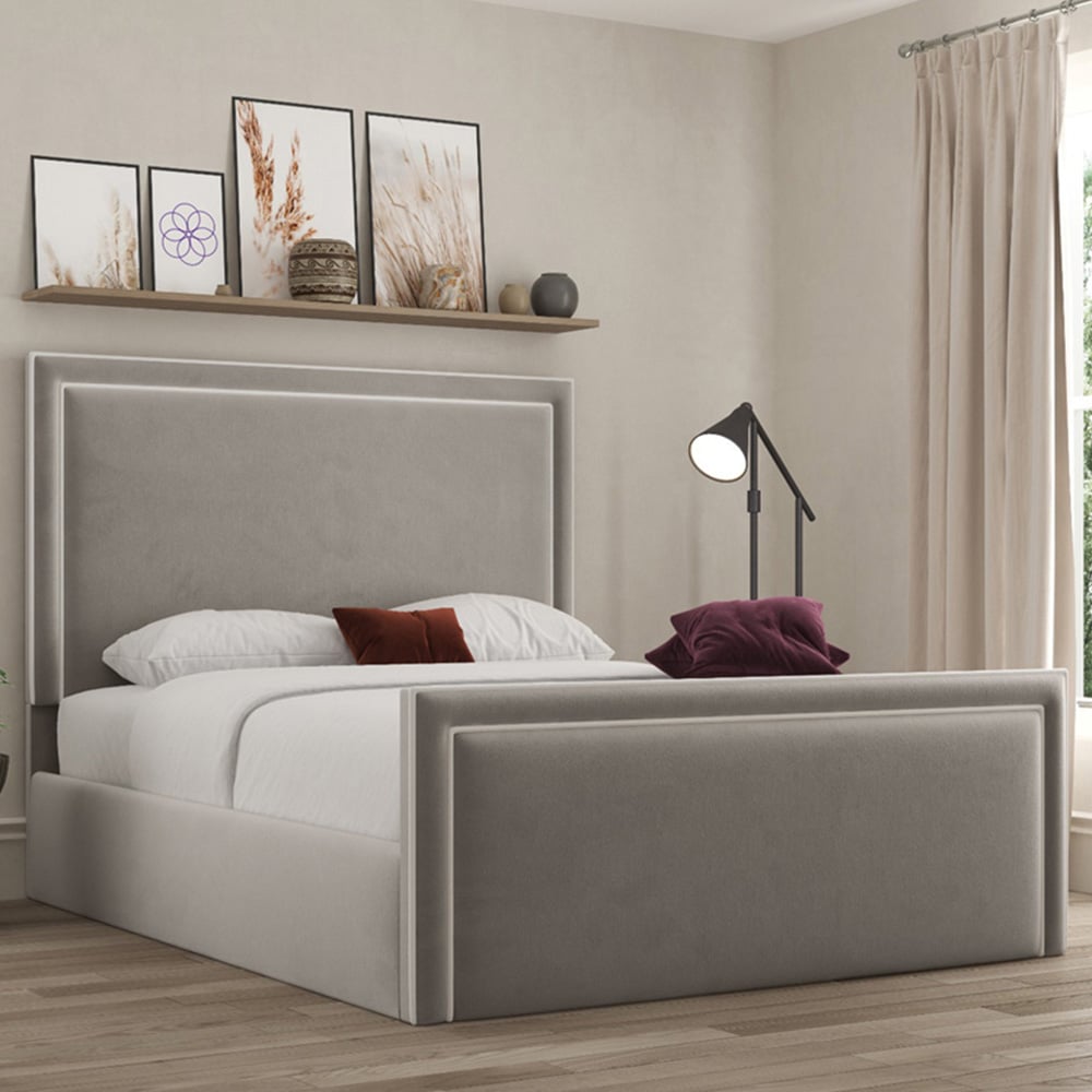 DS Living Verona Double Plush Pebble Piping Ottoman Bed Image 1