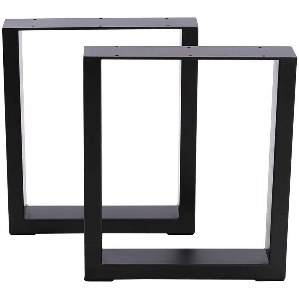 H&O Direct Black Industrial Rectangular Iron Furniture Legs with Screws 2 Pack Image 1
