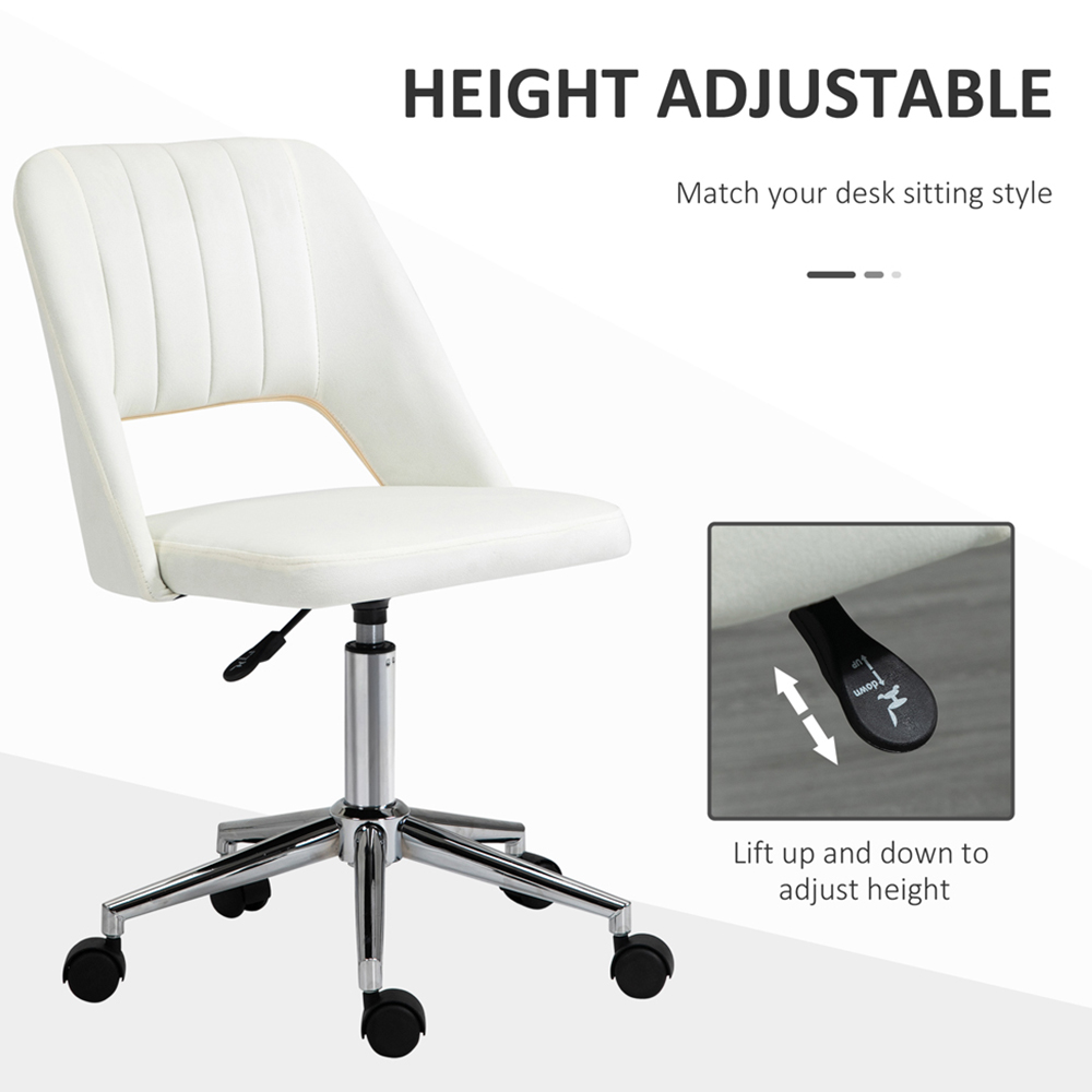 Portland Cream and White Scallop Mid-Back Swivel Office Chair Image 5