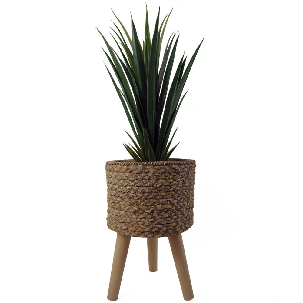 Leaf Woven Effect Composite Style Planter with Stand Image 1