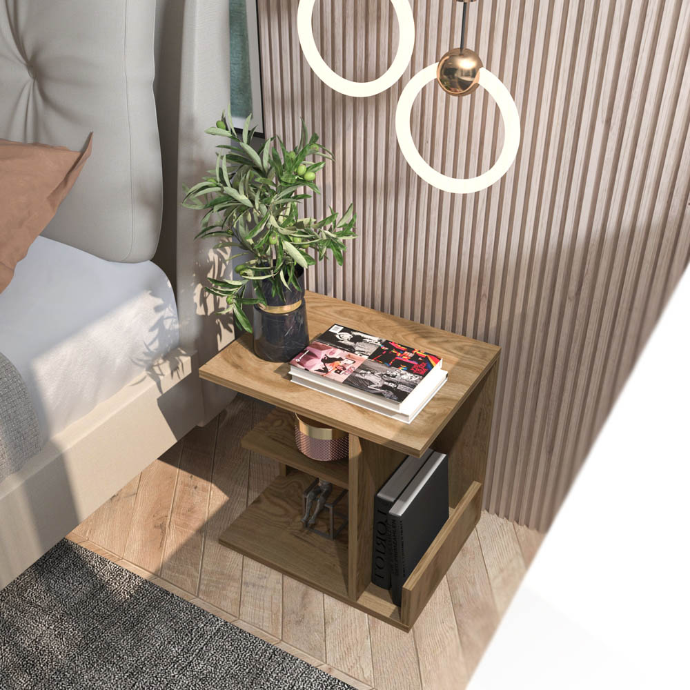 Decorotika Karamira 3 Shelf Oud Oak Bedside Table Image 3