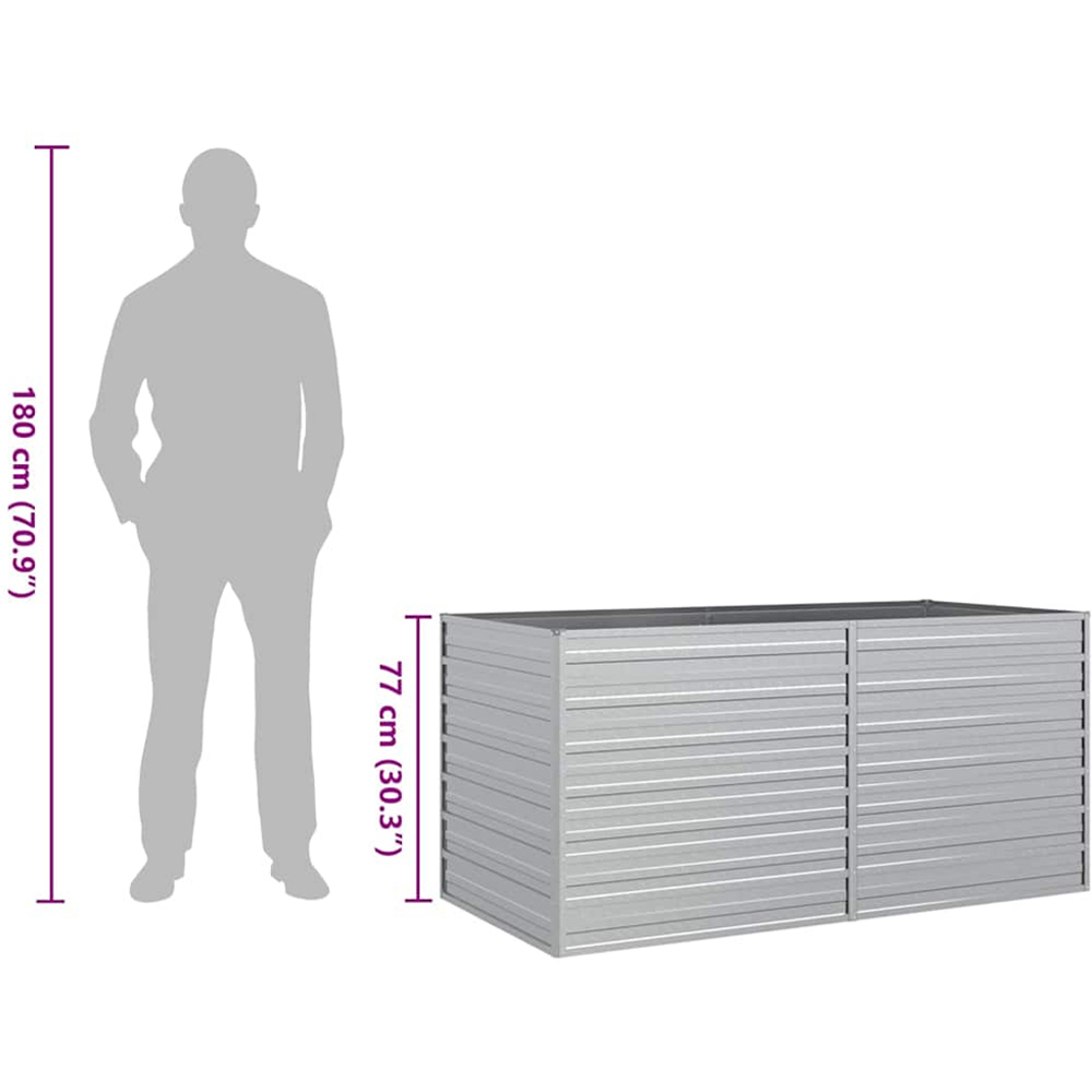 vidaXL Silver Galvanised Steel Raised Garden Bed 77 x 160 x 80cm Image 5