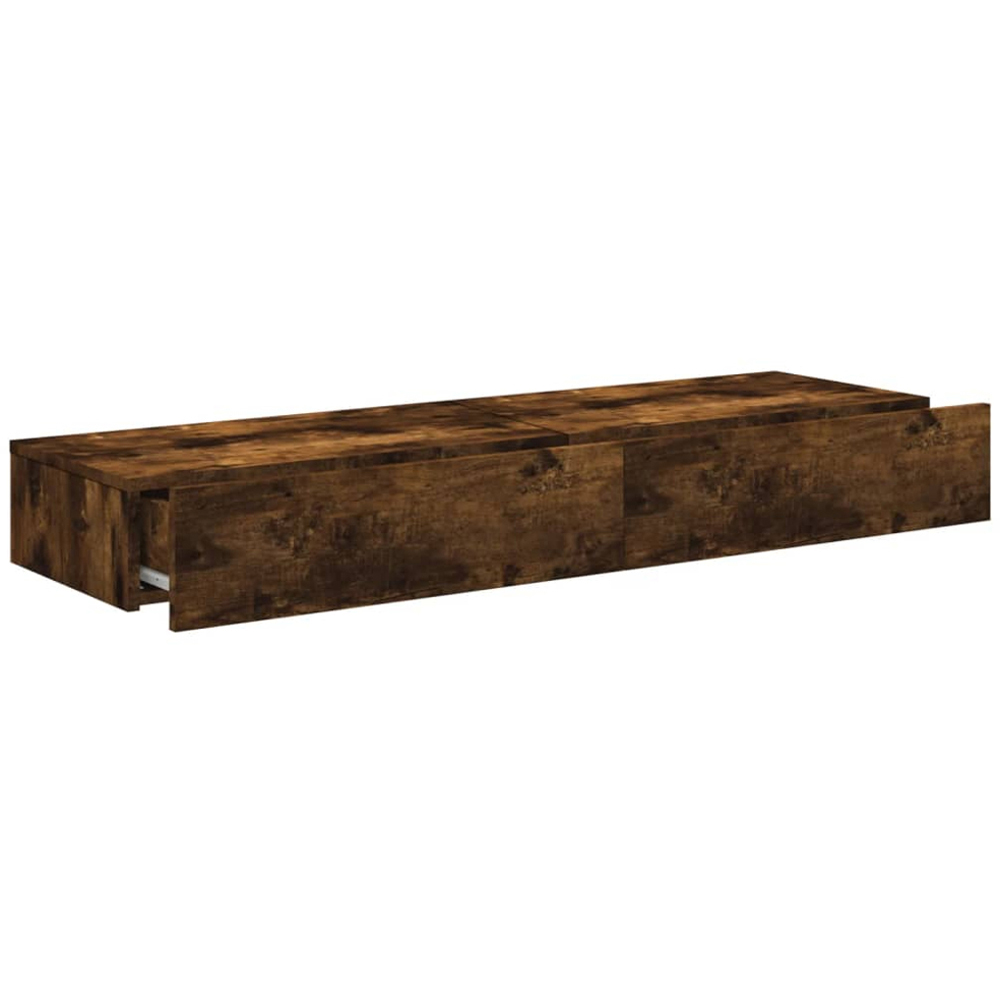 vidaXL Single Drawer Smoked Oak LED TV Cabinet Set of 2 Image 7