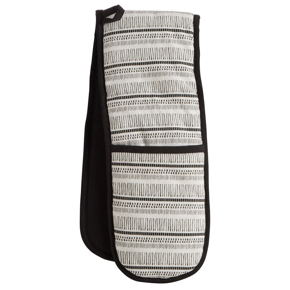 Wilko Black and White Double Oven Glove Image 2