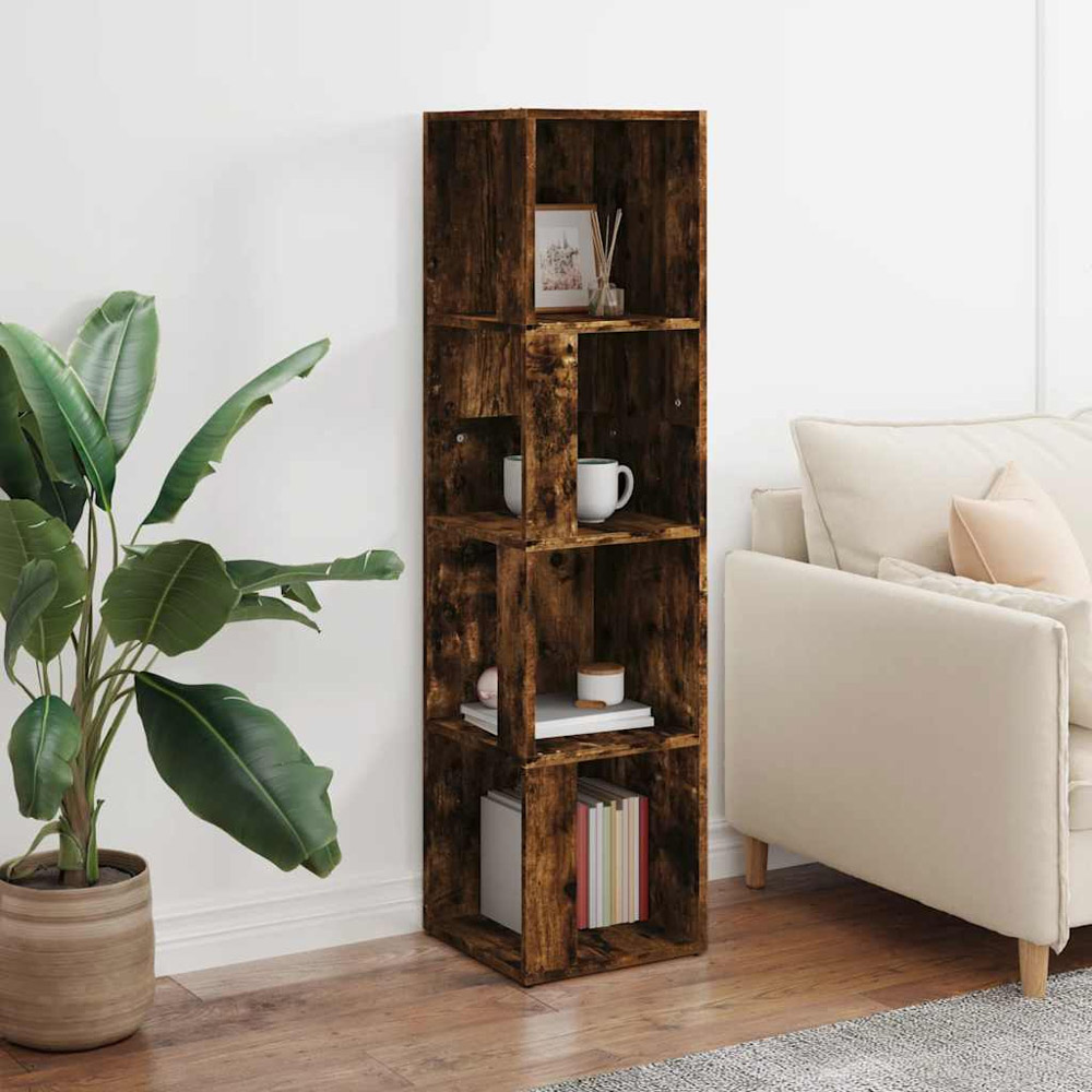 vidaXL 4 Shelf Smoked Oak Corner Cabinet Image 5
