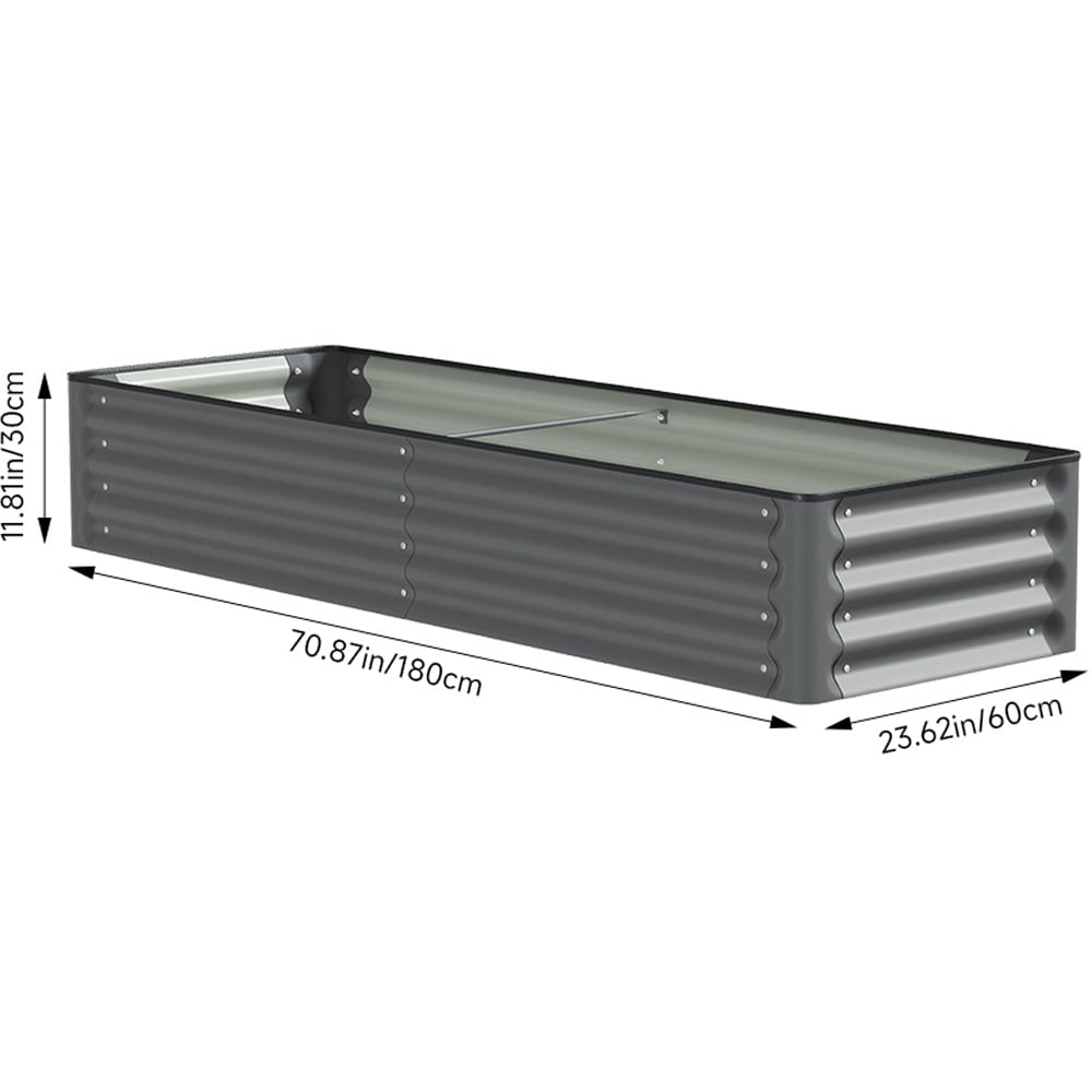 Living and Home Dark Grey Rectangular Galvanised Steel Raised Garden Bed 180 x 60cm Image 8