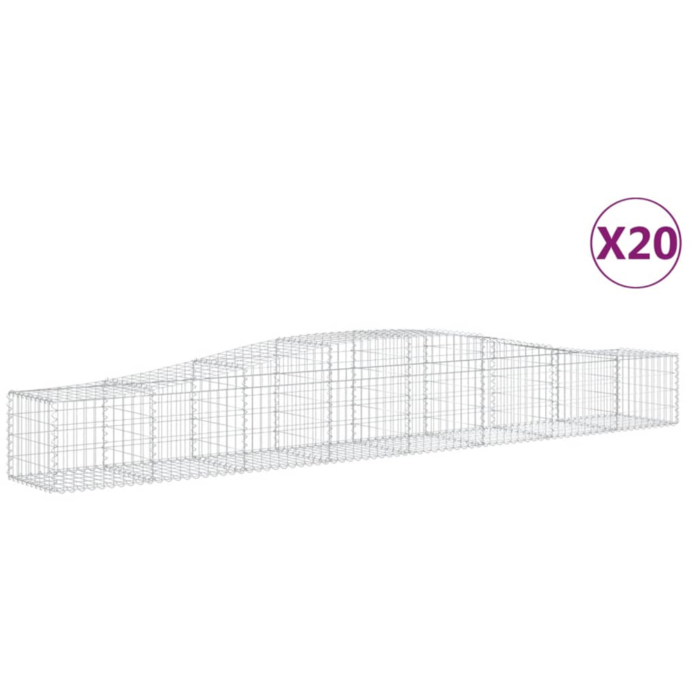 vidaXL Silver Galvanised Iron Arched Gabion Basket 400 x 50 x 40/60cm 20 Pack Image 4