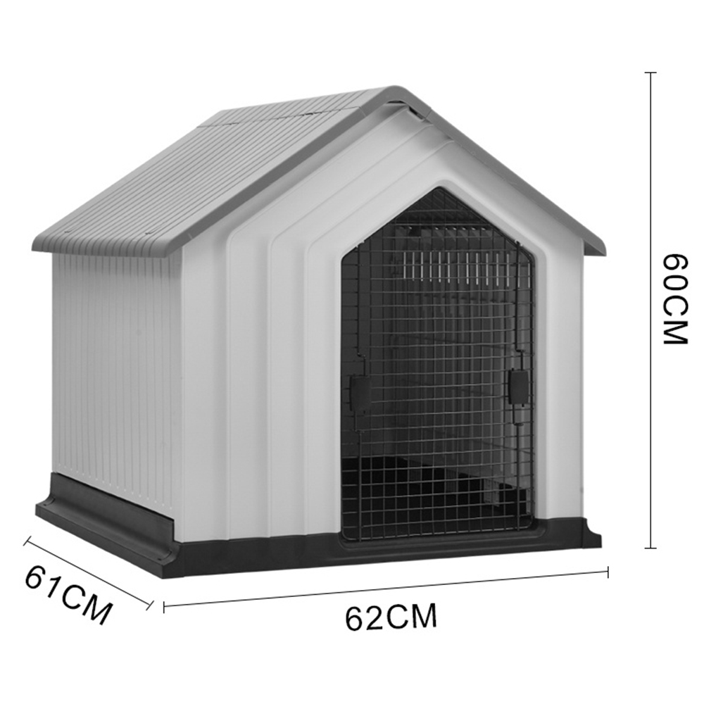 H&O Direct Grey Waterproof Plastic Dog House with Door Image 5