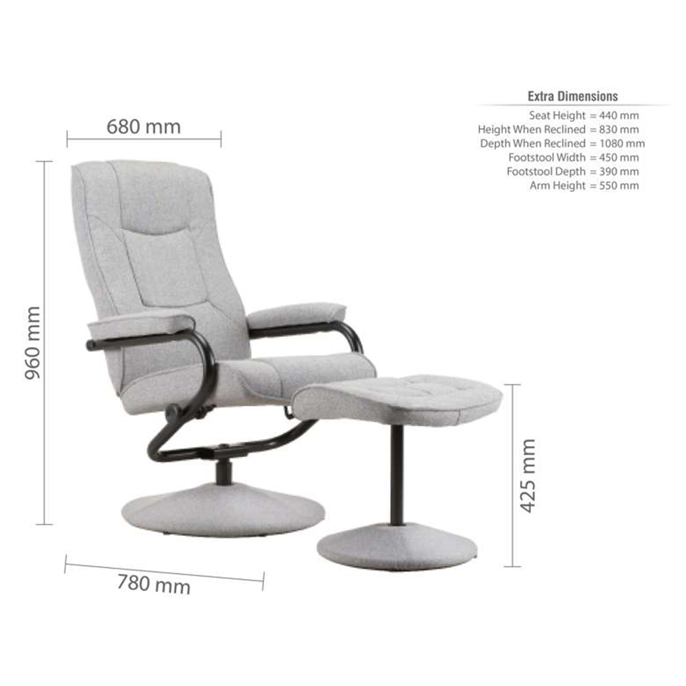 Memphis Grey Swivel Chair with Footstool Image 9