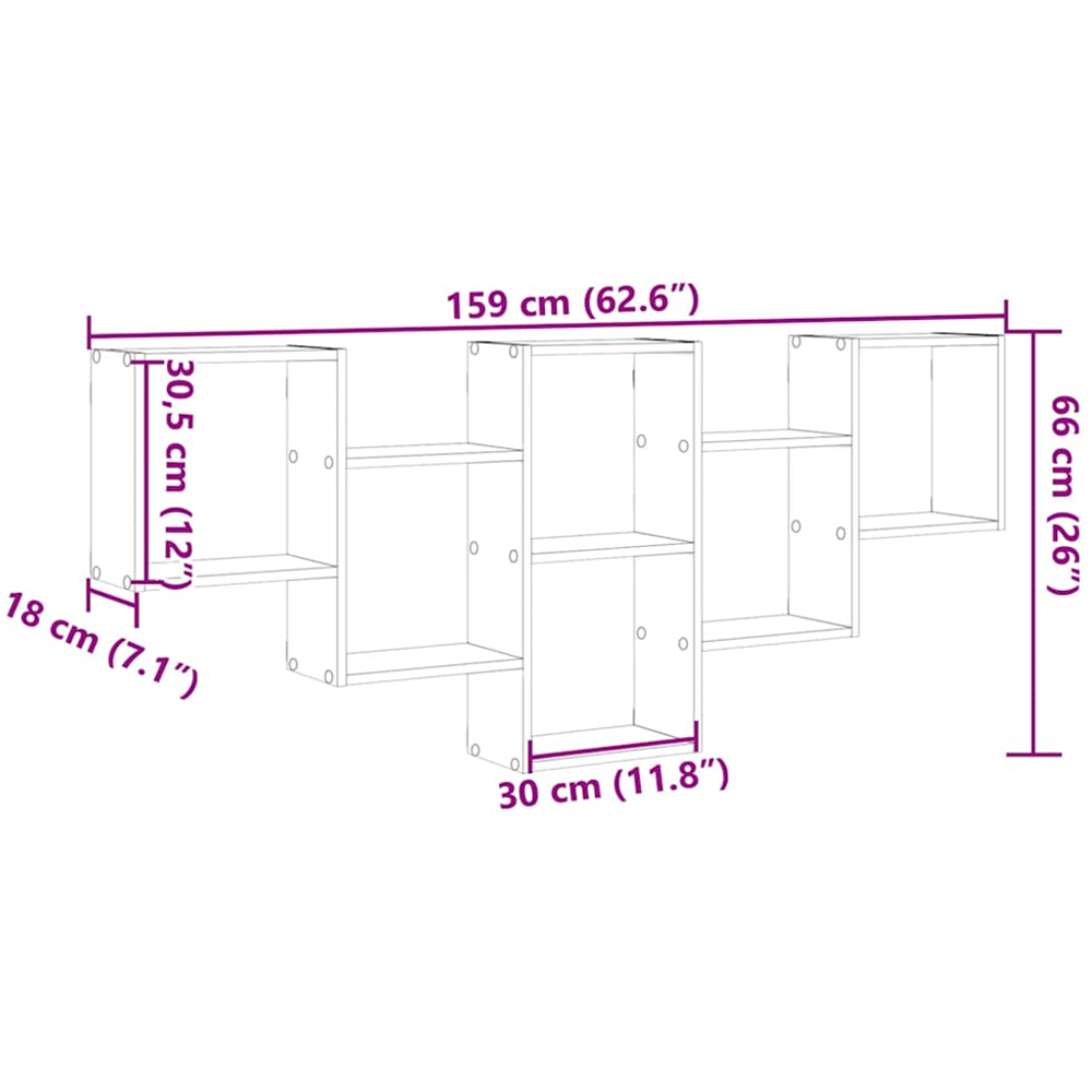 vidaXL 8 Shelf Sonoma Oak Floating Wall Shelf Image 9