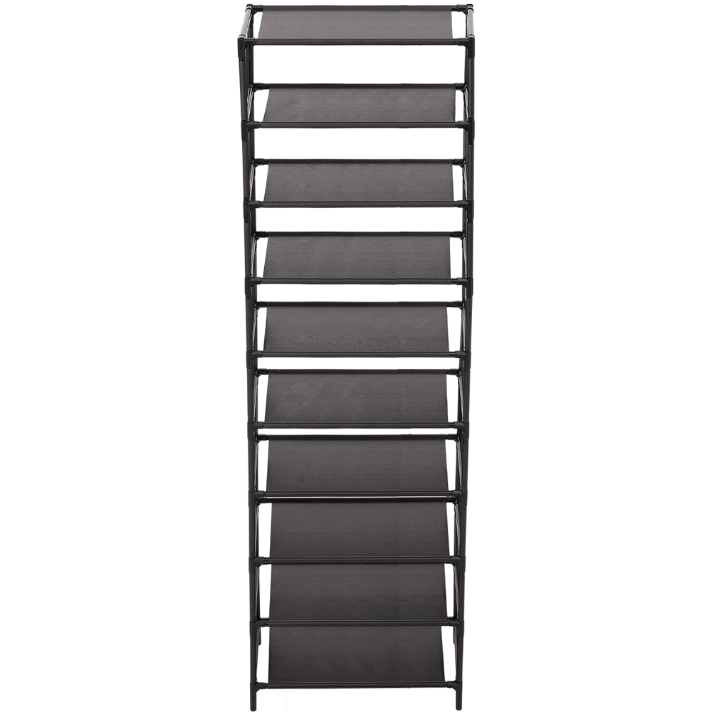 H&O Direct 9 Shelf Black Steel and Fabric Shoe Rack with Protective Barriers Image 2