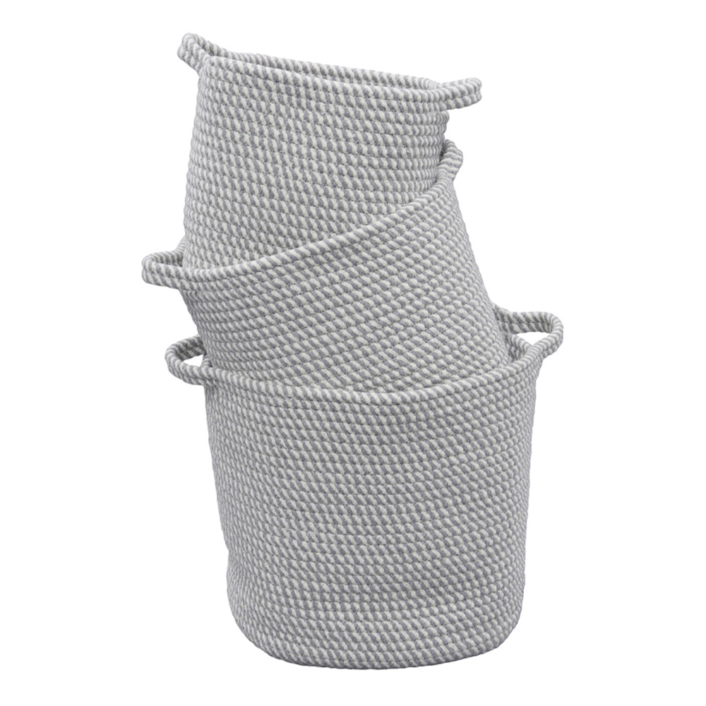 JVL Edison Set of 3 Cotton Rope Storage Baskets Image 4