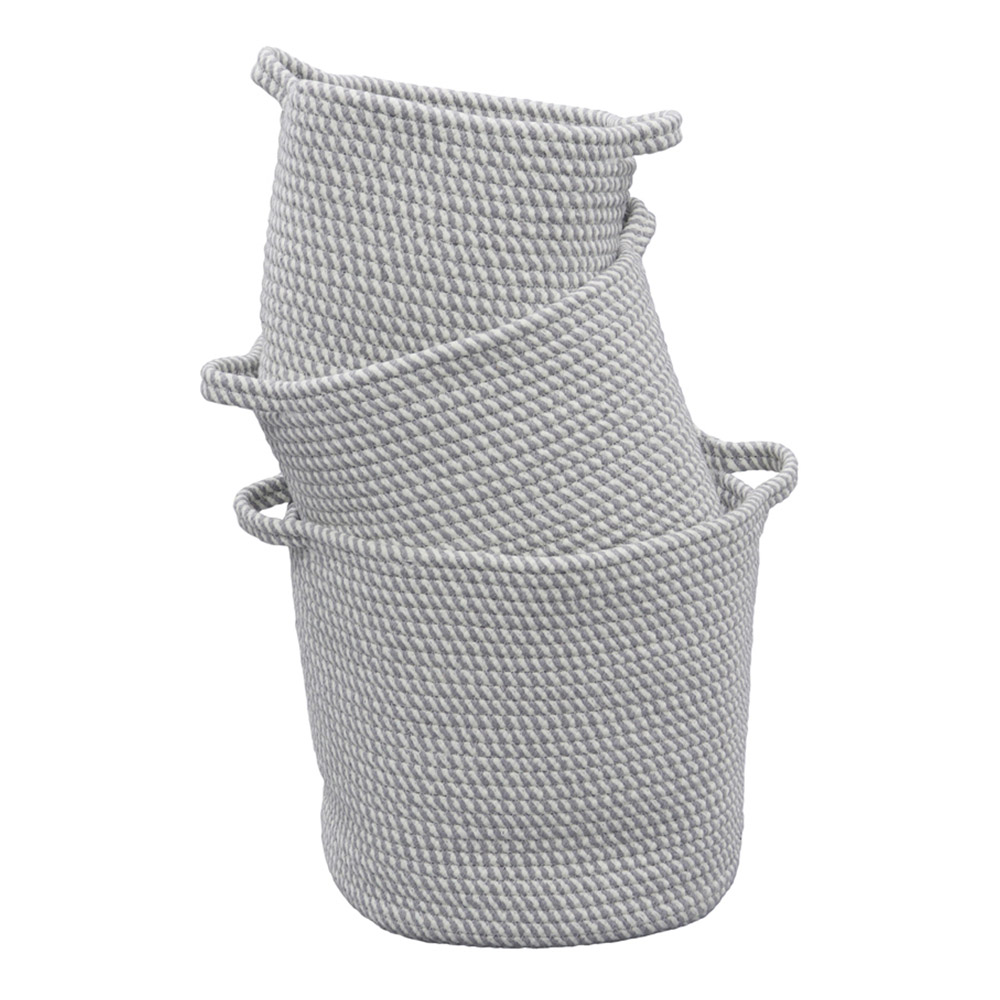 JVL Edison Cotton Rope Storage Basket 3 Pack Image 4