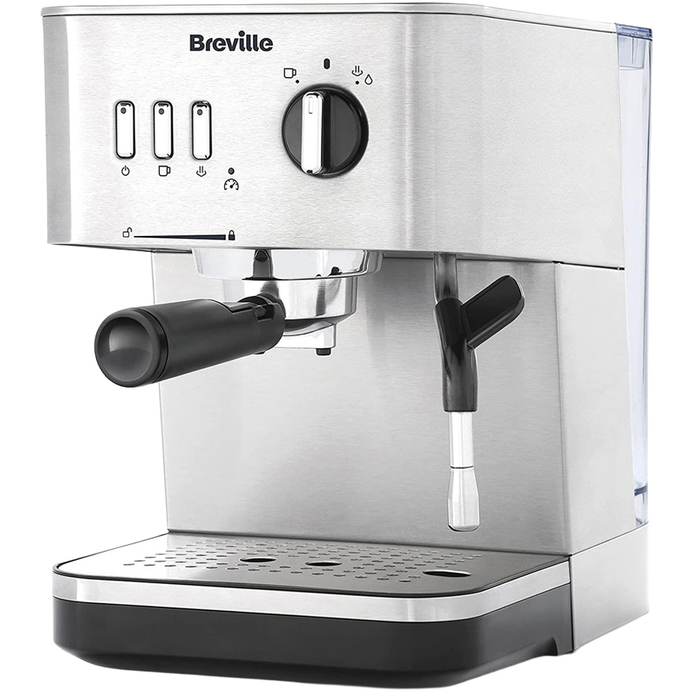 Breville Bijou Silver 15 Bar Pump Automatic Espresso Coffee Machine with Steam Wand Image 1