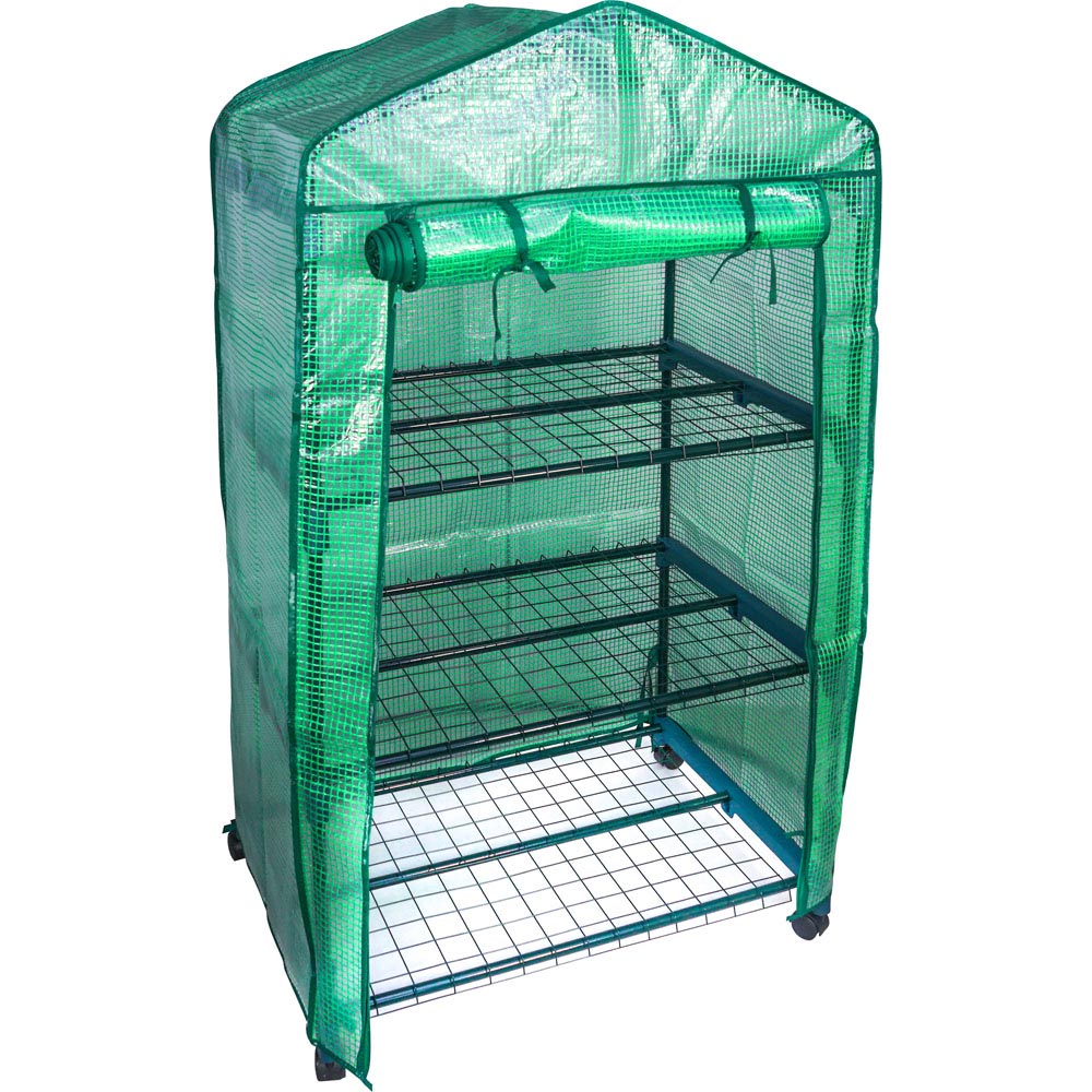 St Helens 3 Tier Green Plastic 2.3 x 1.6ft Mini Greenhouse Image 1