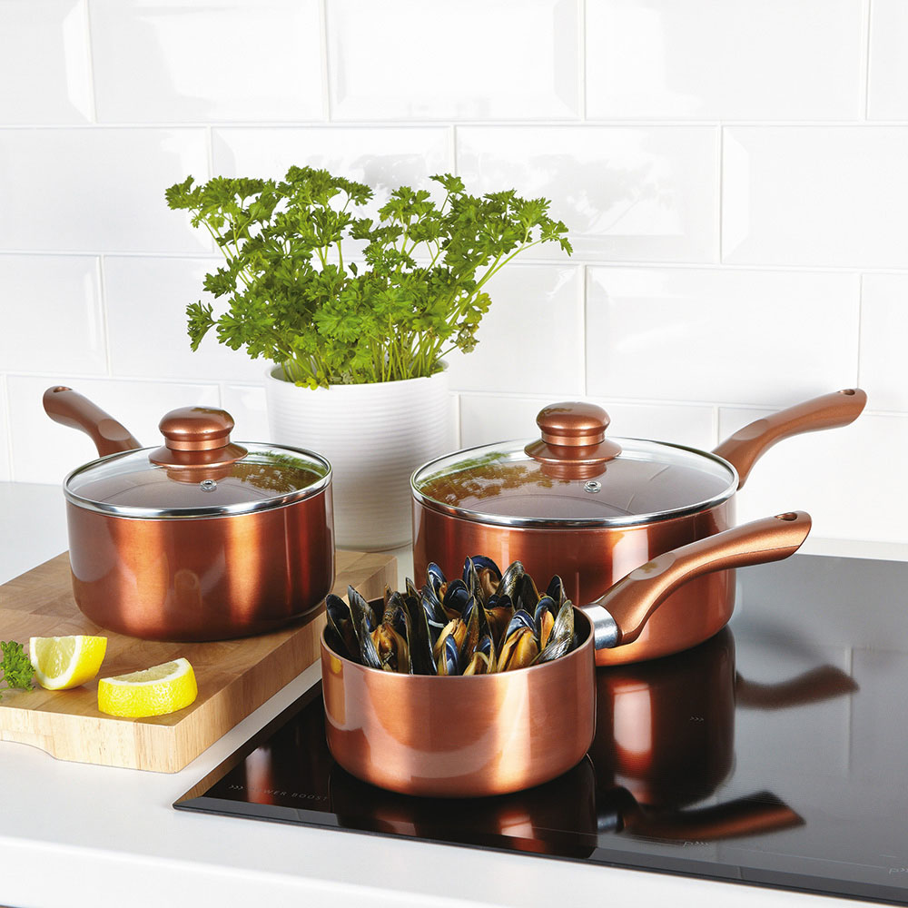 Cermalon Non Stick Copper Cookware Set of 5 Image 3