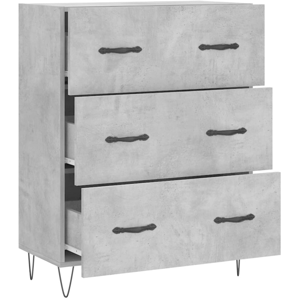 vidaXL 3 Drawer Concrete Grey Sideboard Image 6