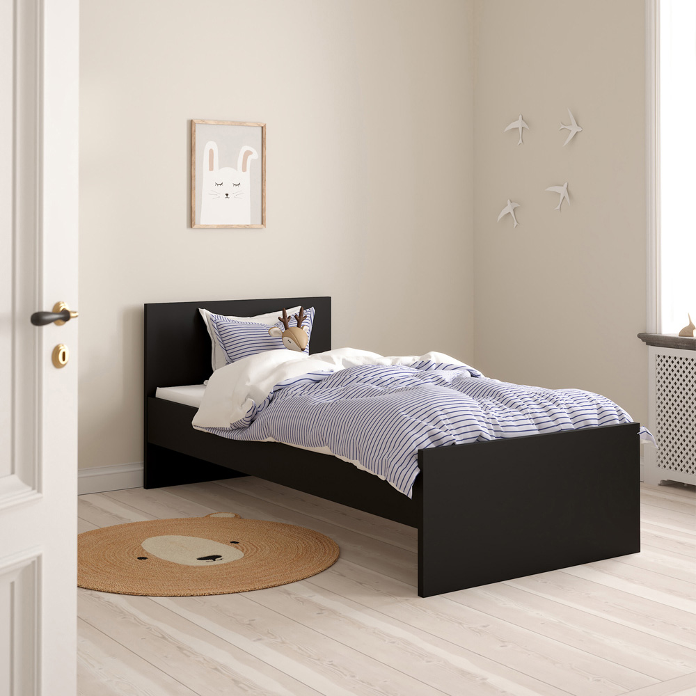 Florence Single Matt Black Wooden Bed Frame Image 7